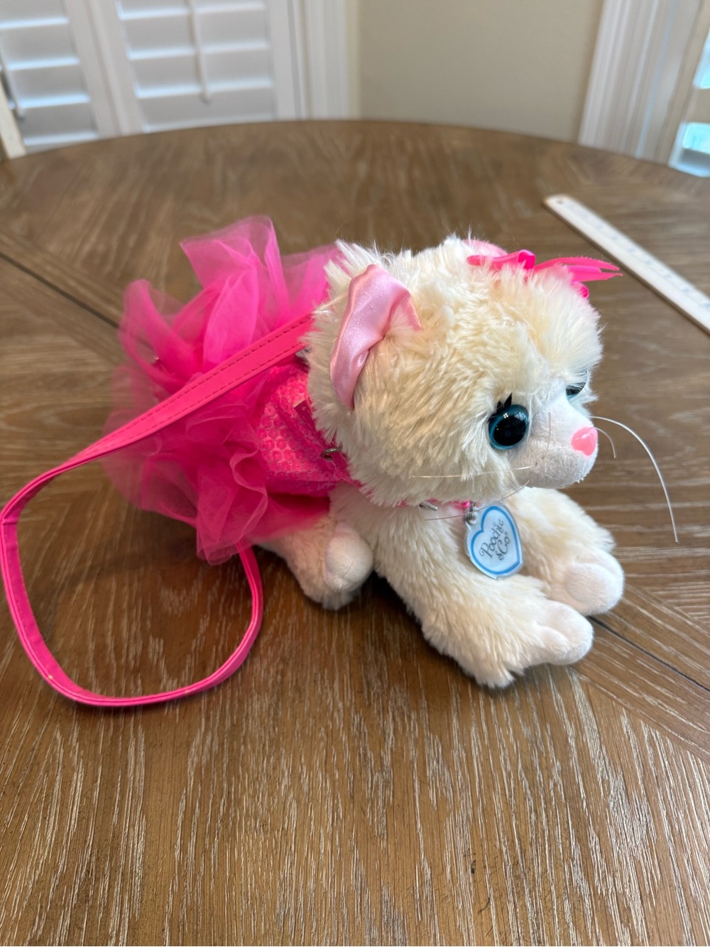 Poochie & Co | Little Girls Plush Animal Cat Shaped Purse Pink Sequin